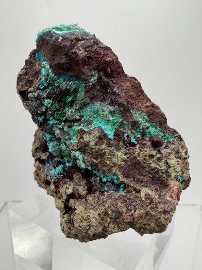 Rosasite And Malachite Specimen. Colorful High Quality Specimen From Mexico. Rare Mineral For Collections