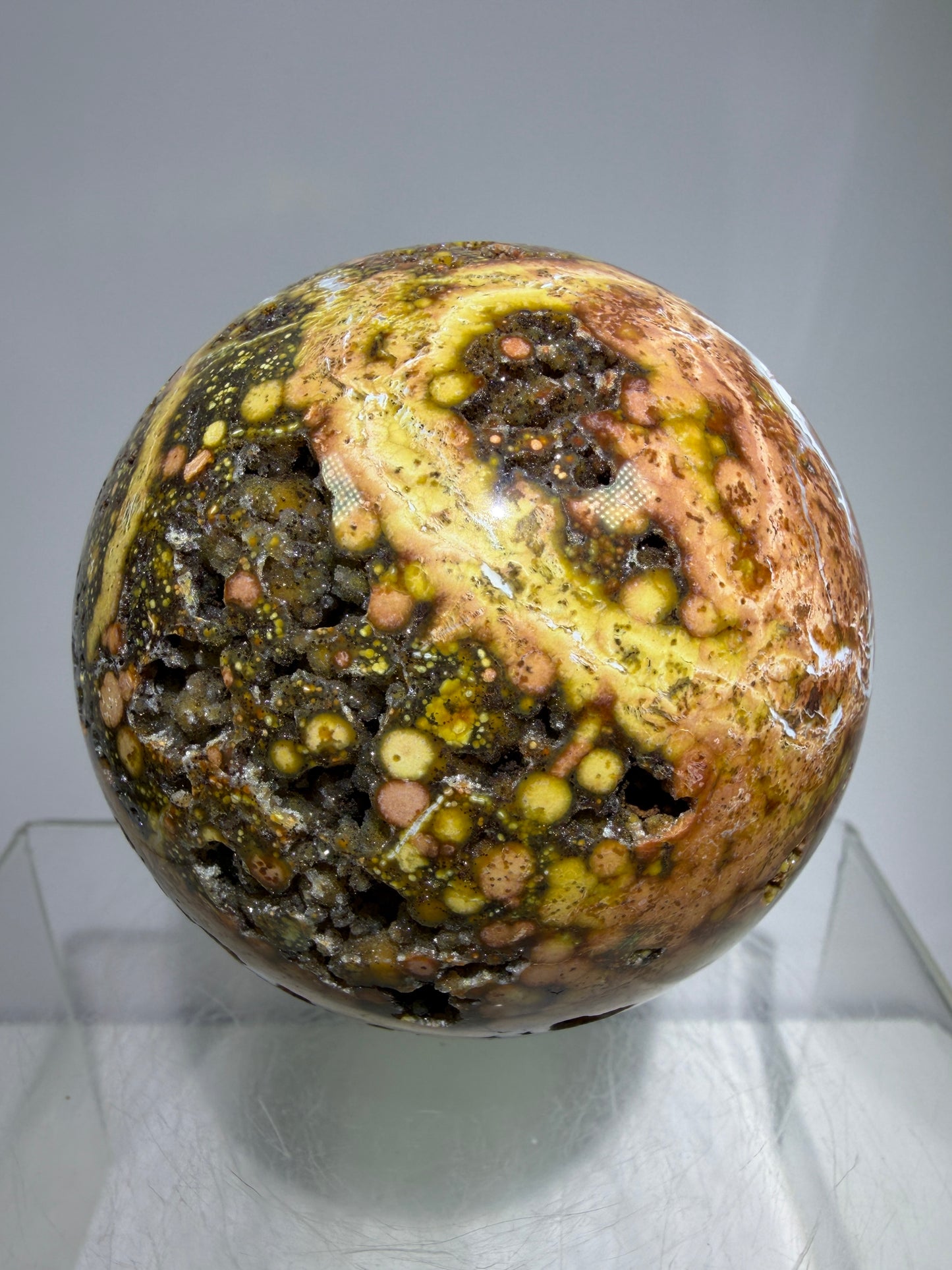 Ocean Jasper Sphere. 72mm. Very Flashy Druzy Sphere. High Quality Stunning Display Crystal