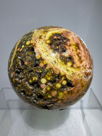Ocean Jasper Sphere. 72mm. Very Flashy Druzy Sphere. High Quality Stunning Display Crystal