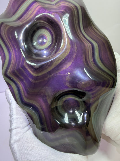 Rainbow Obsidian Freeform. Top Quality Extra Large Statement Piece. Gorgeous One Of A Kind Display Crystal.