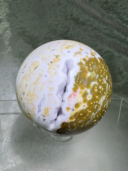 Ocean Jasper Sphere. Gorgeous Sugar Druzy Sphere. Stunning Colors On This Amazing Display Crystal