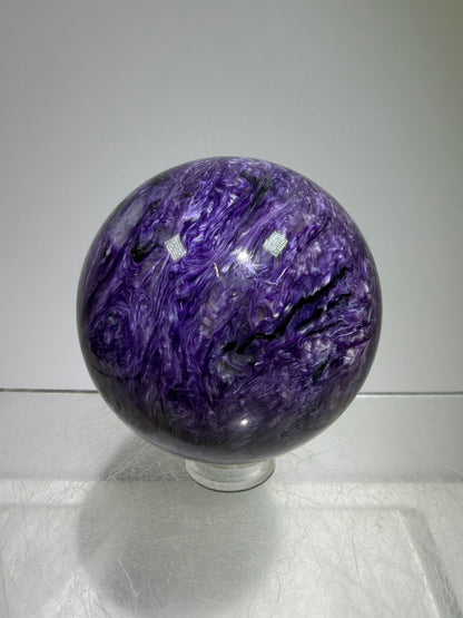 Charoite Crystal Sphere. 50mm. High Quality Beautiful Crystal. Amazing Patterns And Flash. Stunning Rare Crystal