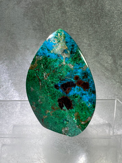 Chrysocolla Flame From Peru. Stunning Chrysocolla And Malachite Display Crystal. High Quality Flame With Gorgeous Colors.