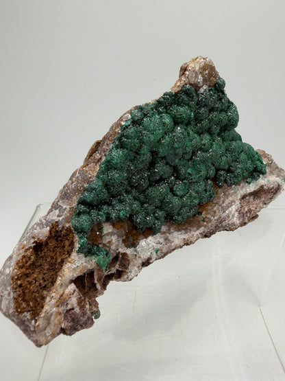 Ball Malachite On A Druzy Quartz And Dolomite Matrix. High Quality Specimen From Congo.
