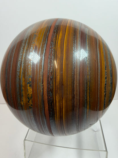 Tiger Iron Crystal Sphere. Massive 160mm, 15 lbs. Stunning High Quality Display Sphere