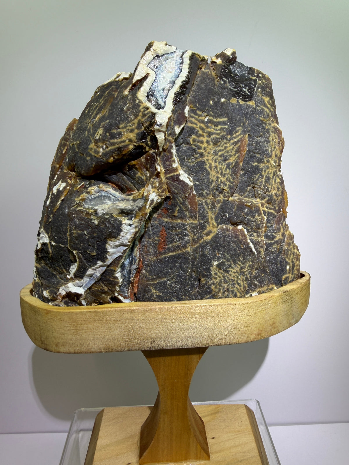 Botryoidal Black Jasper Specimen. Very Rare Geode From Brazil. High Quality Crystal With Custom Stand