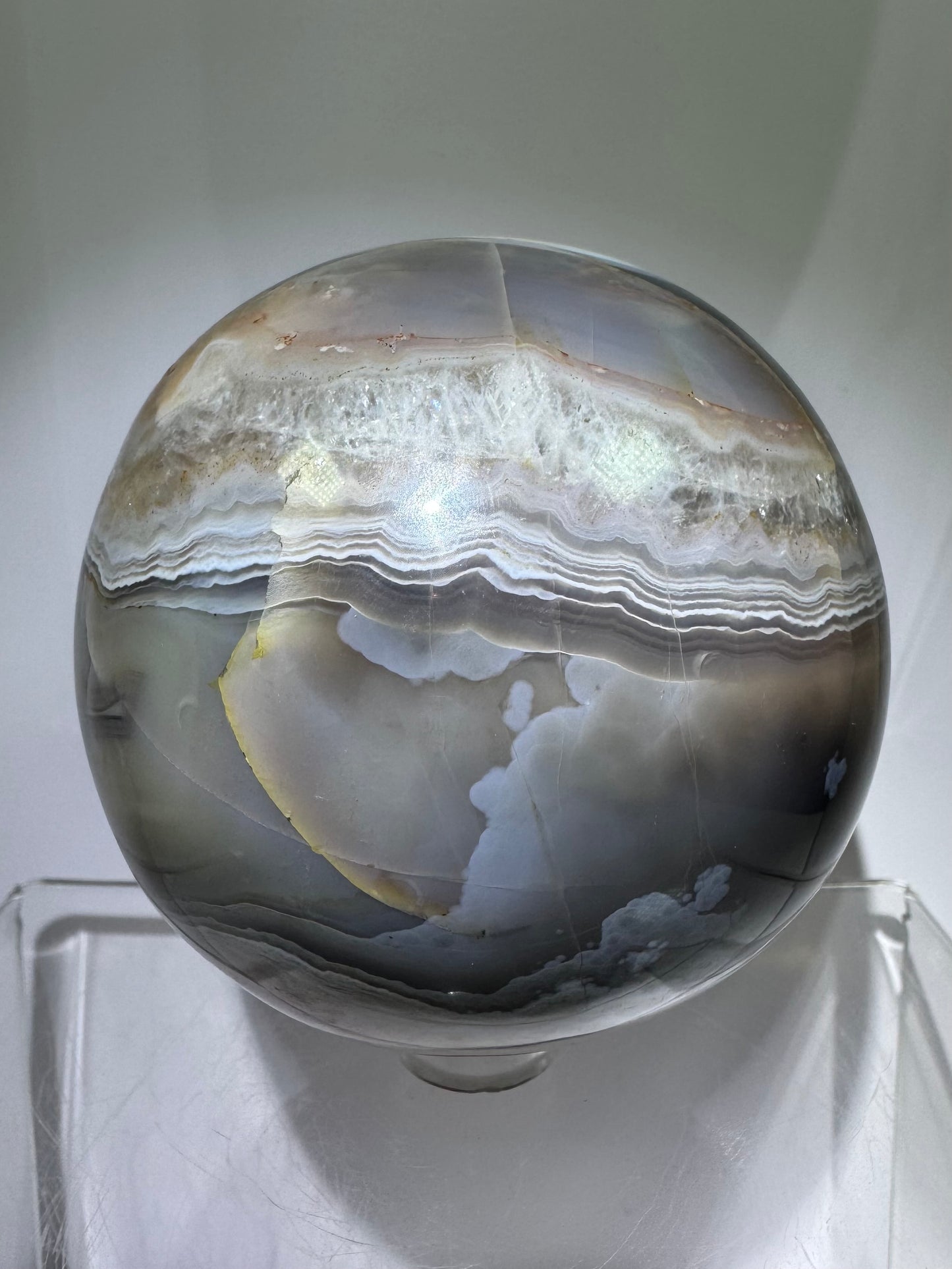 Sashe River Agate Sphere. 75mm. Incredible Display Sphere From Zimbabwe.