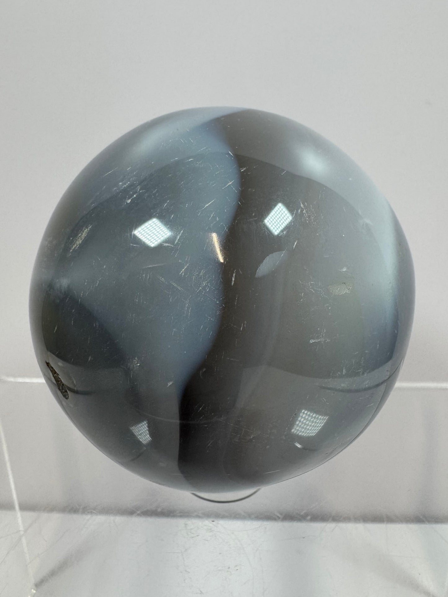 Banded Agate Crystal Sphere. 57mm. Beautiful Display Sphere From Madagascar. Gorgeous Colors And Banding.