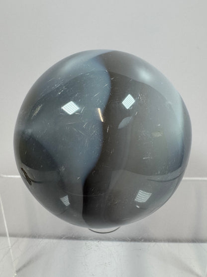 Banded Agate Crystal Sphere. 57mm. Beautiful Display Sphere From Madagascar. Gorgeous Colors And Banding.