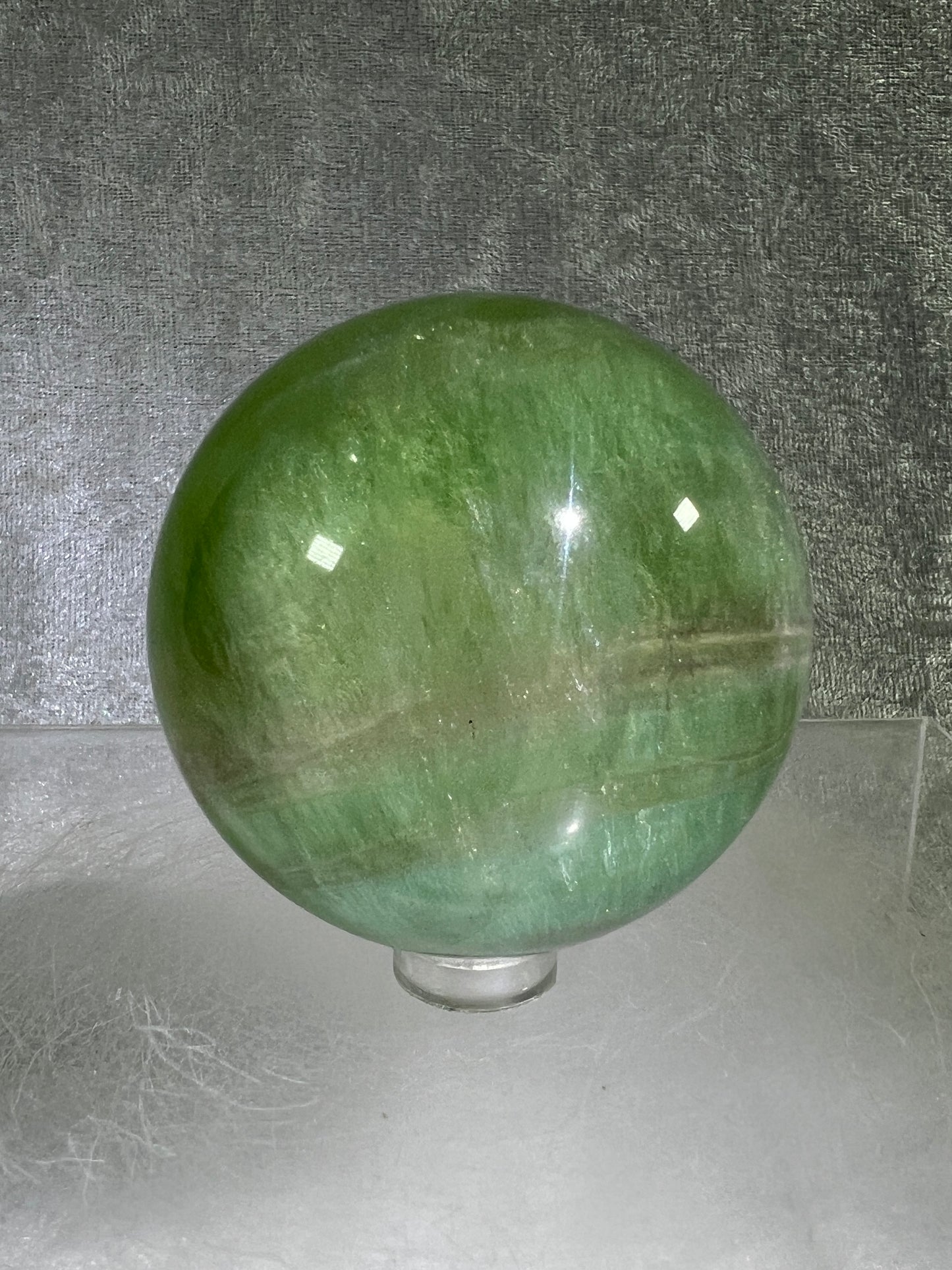 Green Candy Fluorite Sphere. Gorgeous High Quality Crystal. Amazing Clear Light Green Fluorite.