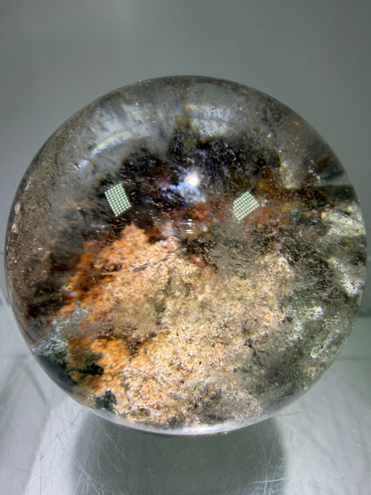 Garden Quartz Lodolite Sphere. High Quality Colorful Landscape. Beautiful Display Sphere
