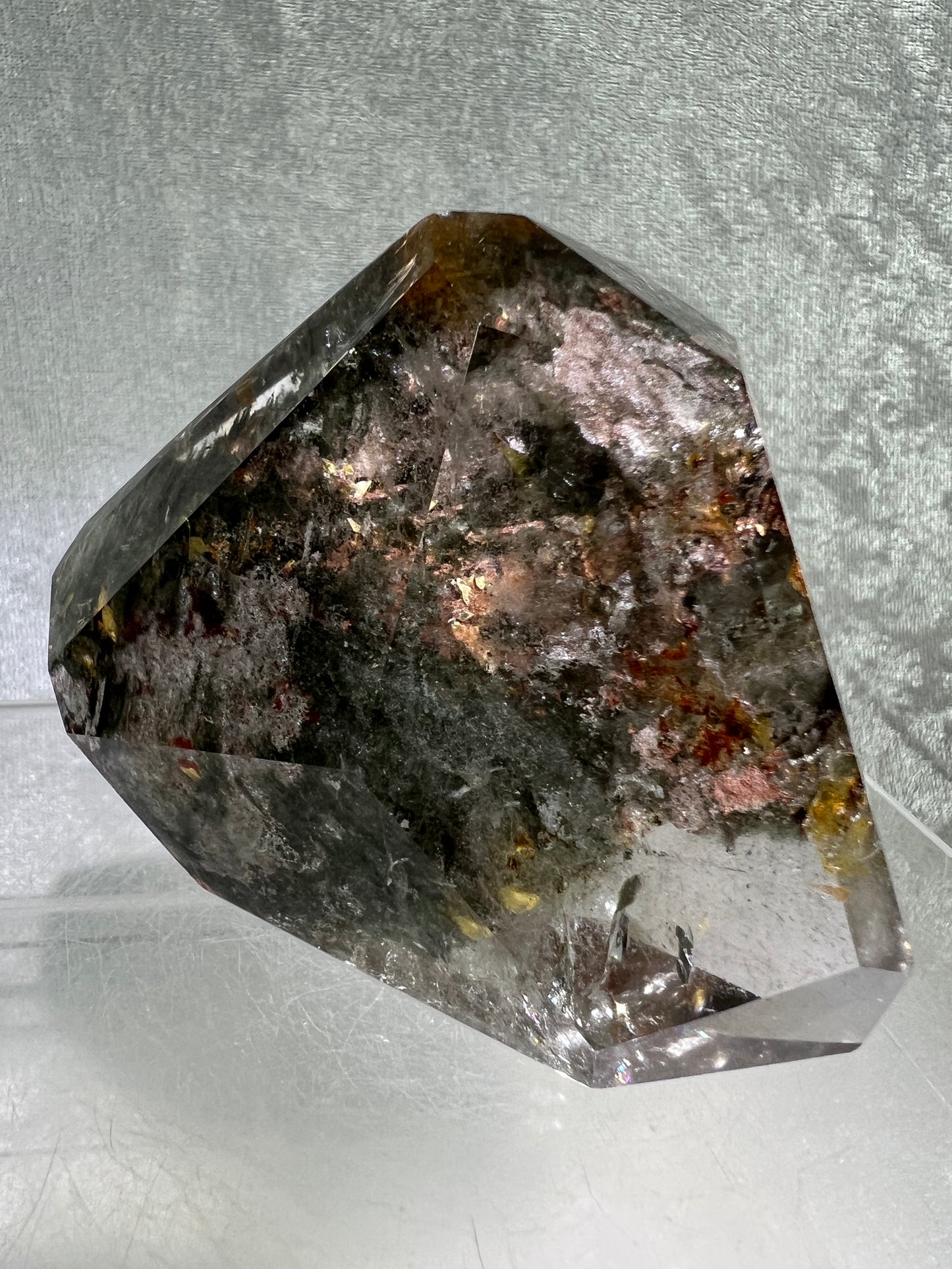 Garden Quartz Polished Freeform. Beautiful Four Seasons Landscape. High Quality Crystal. Very Full And Colorful.