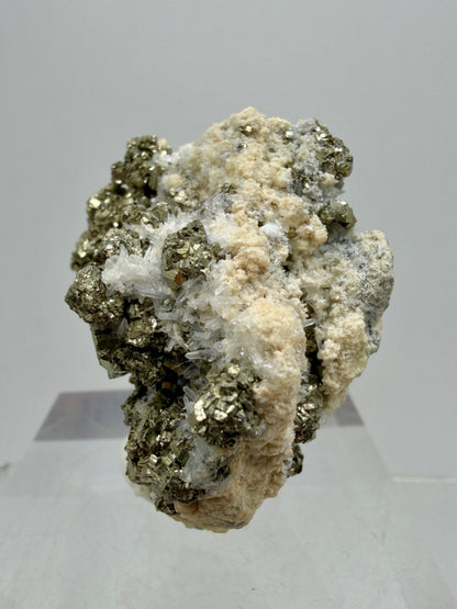 Pyrite And Needle Quartz Display Specimen. Gorgeous Pyrite Cube Cluster From Peru.