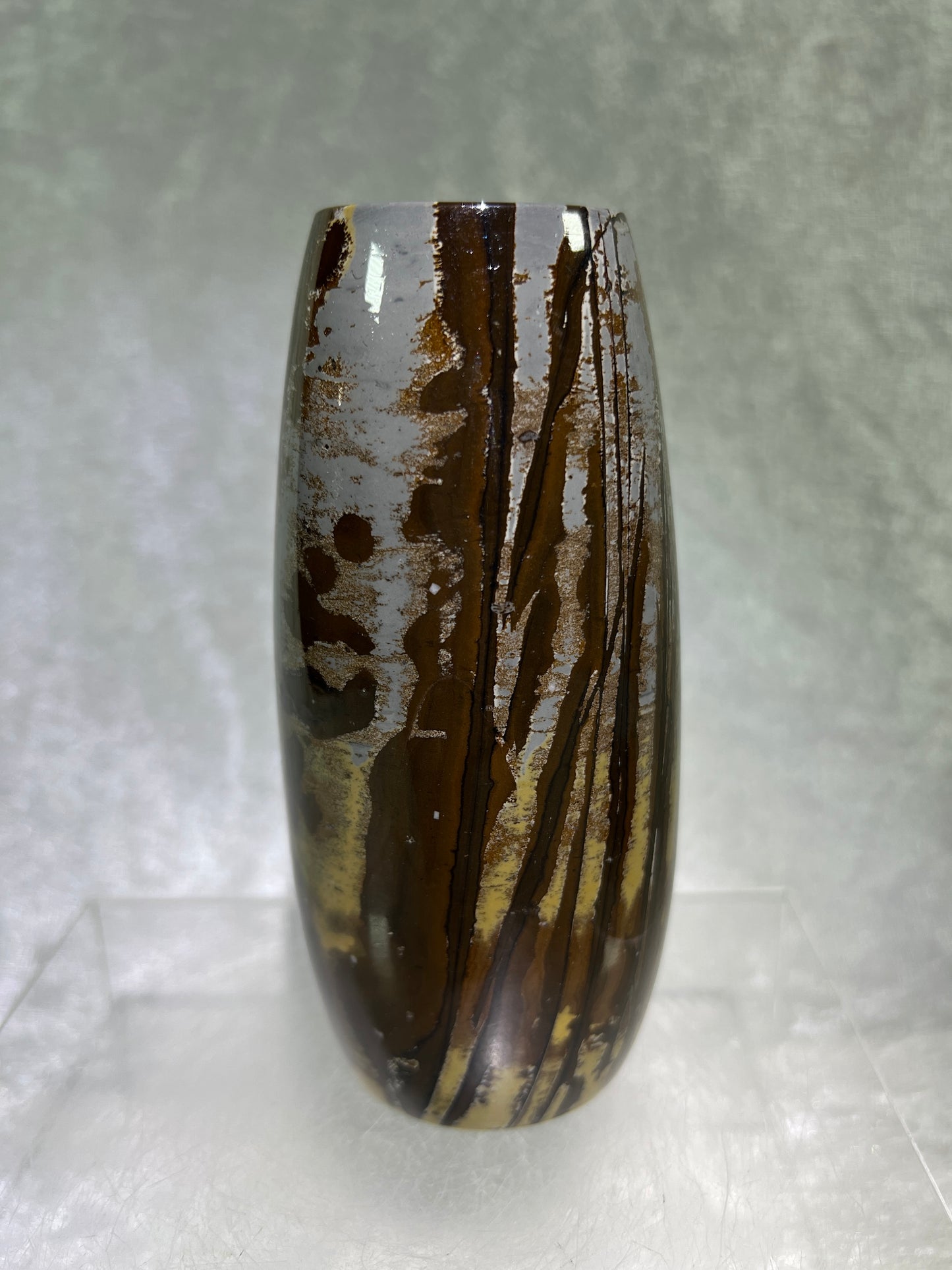 Picture Jasper Flower Vase. Gorgeous All Natural Scenic Jasper. Incredible Piece Of Art.
