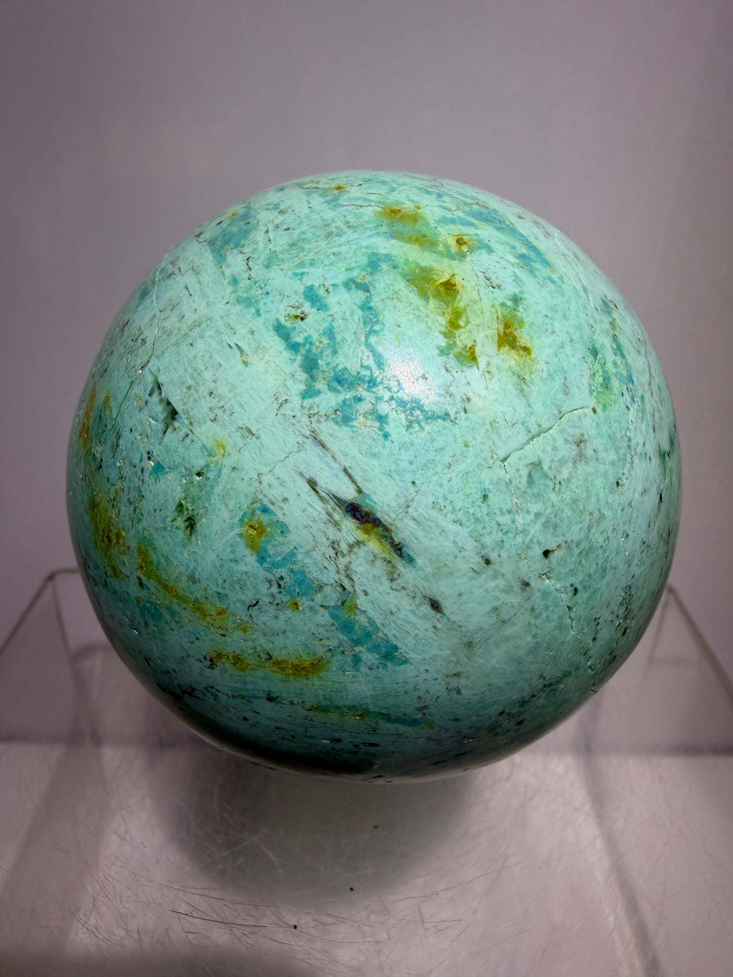 Chrysocolla Turquoise Sphere. 68mm. Beautiful Peruvian Turquoise. Amazing Display Sphere