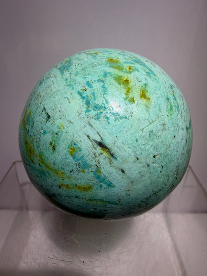 Chrysocolla Turquoise Sphere. 68mm. Beautiful Peruvian Turquoise. Amazing Display Sphere