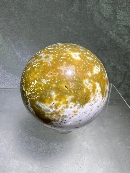 Ocean Jasper Sphere. Stunning Colors On This Amazing Display Crystal. Gorgeous Rare Sphere!