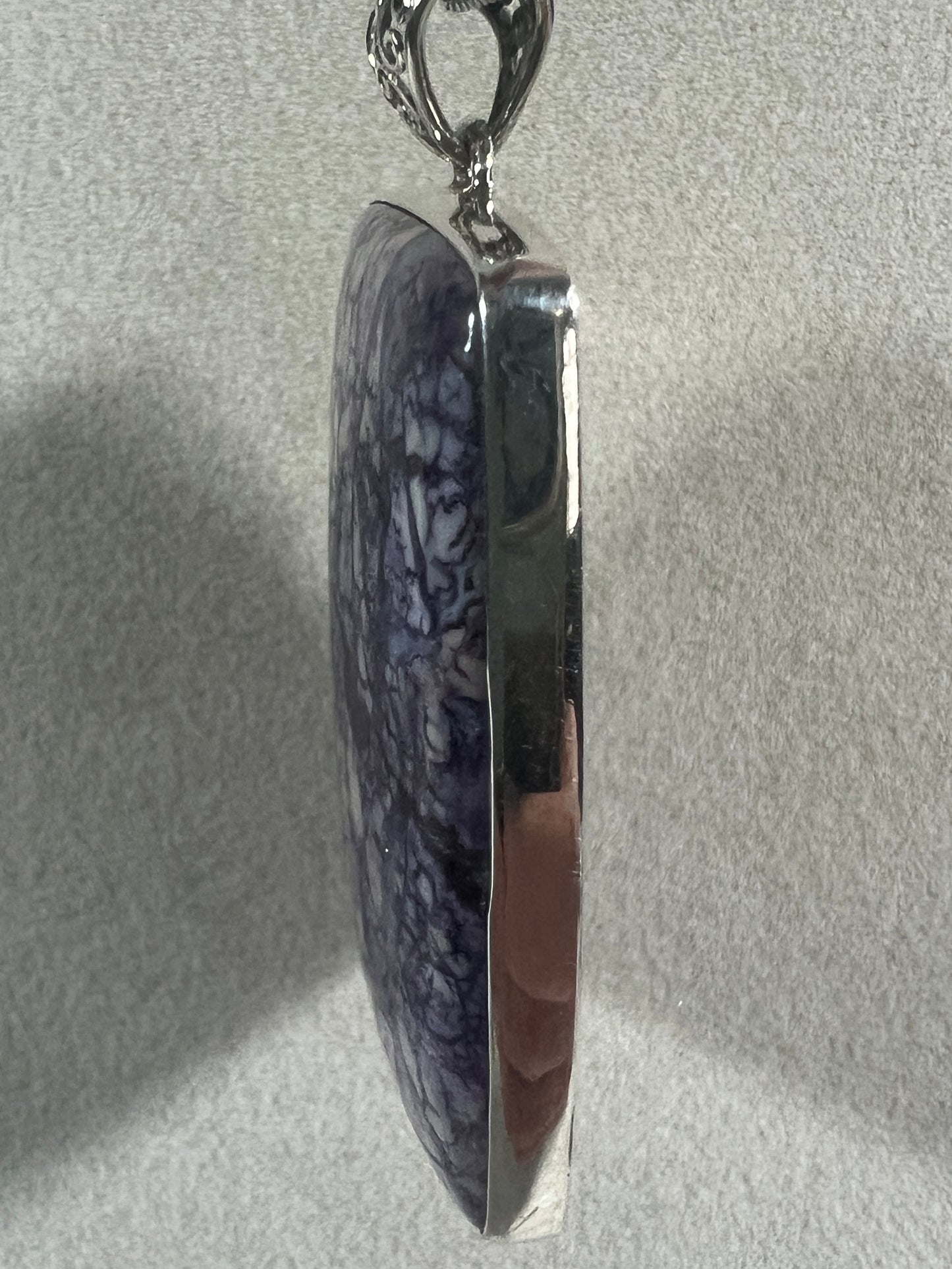 Tiffany Stone Pendant. Gorgeous Opalized Fluorite From Utah. Rare High Quality Necklace. S925 Silver Setting And Necklace