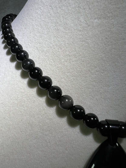 Rainbow Obsidian Pendant. Gorgeous Teardrop Cabochon. Custom Made Beaded Necklace. High Quality Jewelry