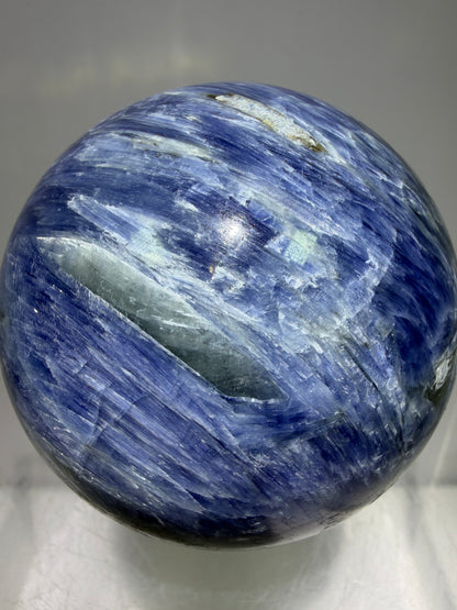 Kyanite Crystal Sphere. 60mm. Amazing Blue Kyanite Display Sphere. Rare Crystal With Stunning Flash