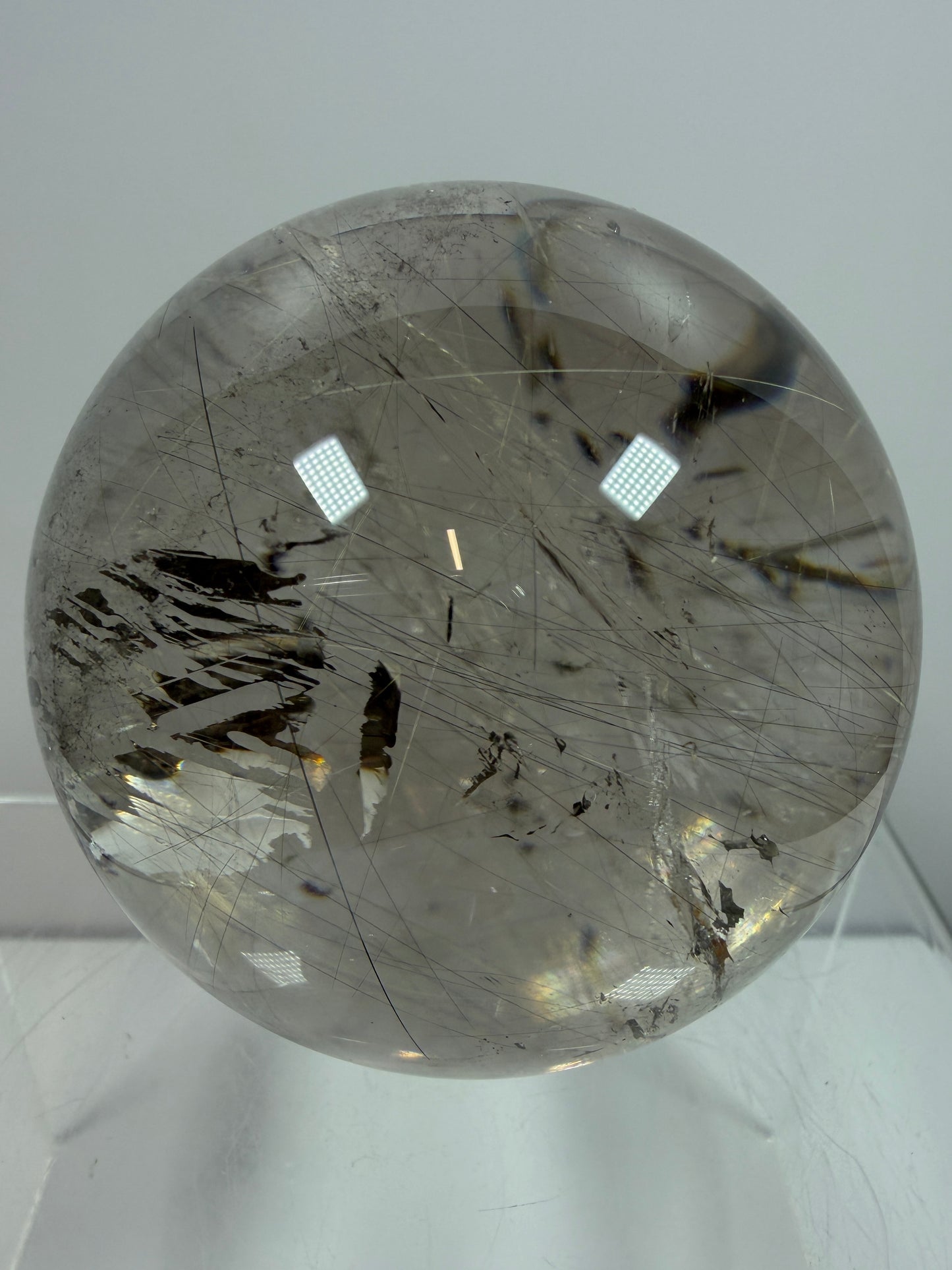 Rutile Quartz Sphere. 69mm. Stunning Large Display Sphere. Gorgeous Golden Rutile And Garden Quartz Inclusions.