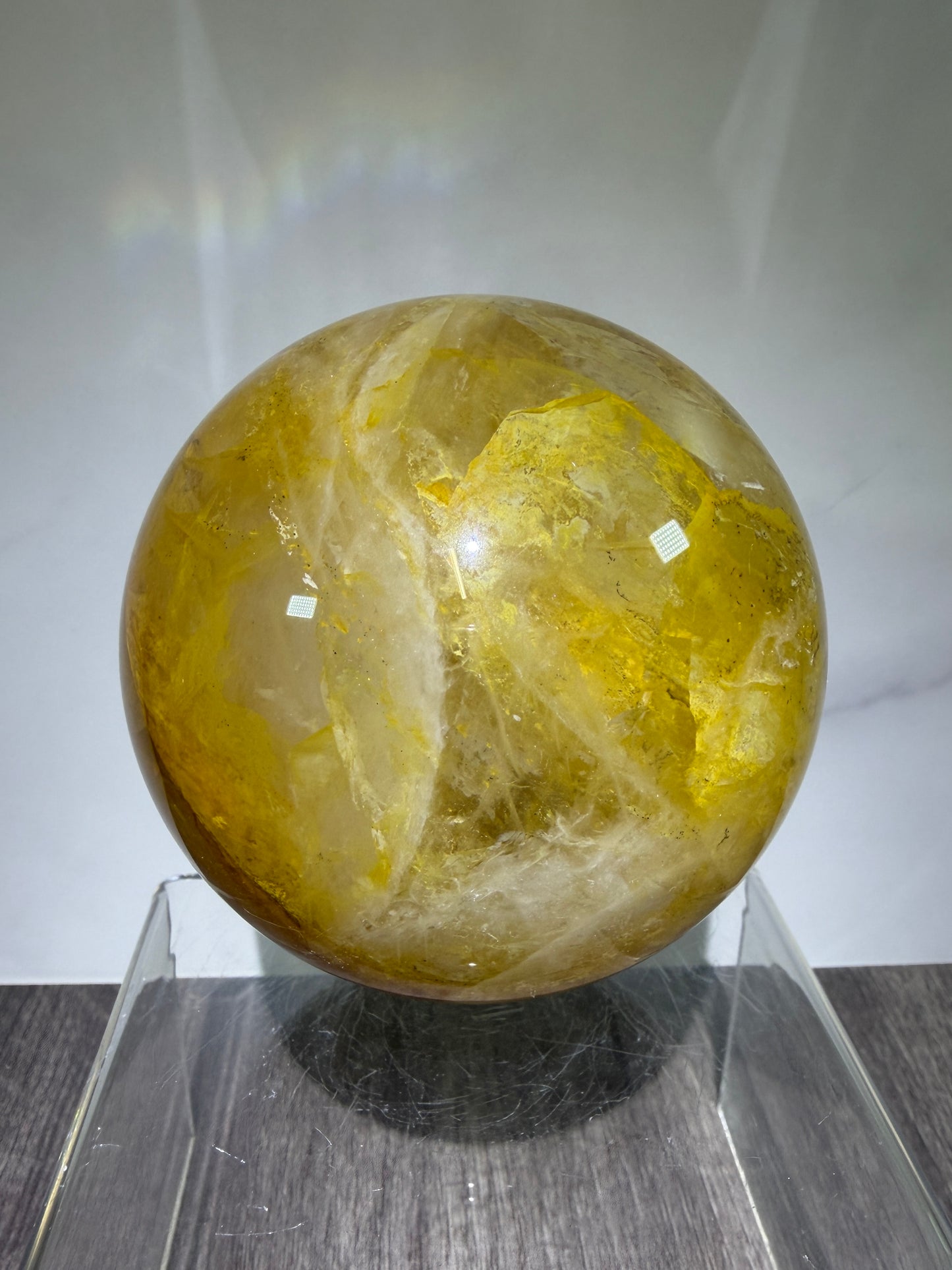 Dendritic Golden Healer Sphere. Large Display Sphere. 85mm. High Quality With Amazing Dendritic Inclusions.