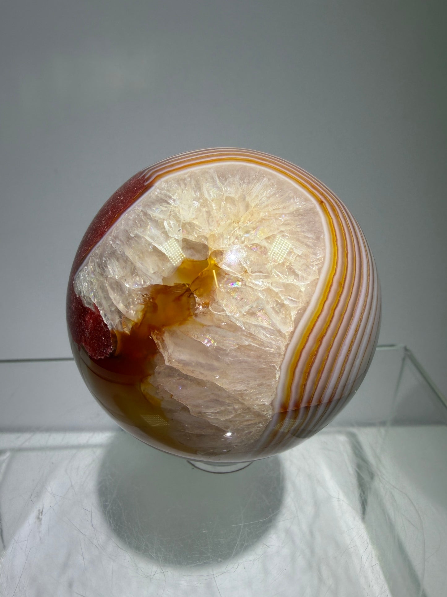 Carnelian Agate Sphere. 53mm. Amazing Patterns And Banding