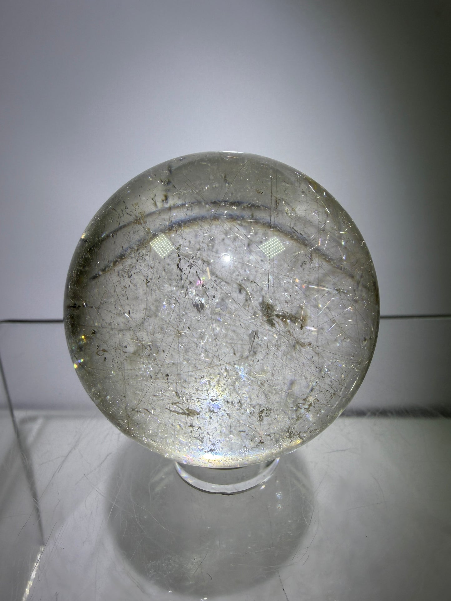 Rutile Quartz Sphere. Stunning Display Sphere. Gorgeous Garden Quartz And Golden Rutile Inclusions.