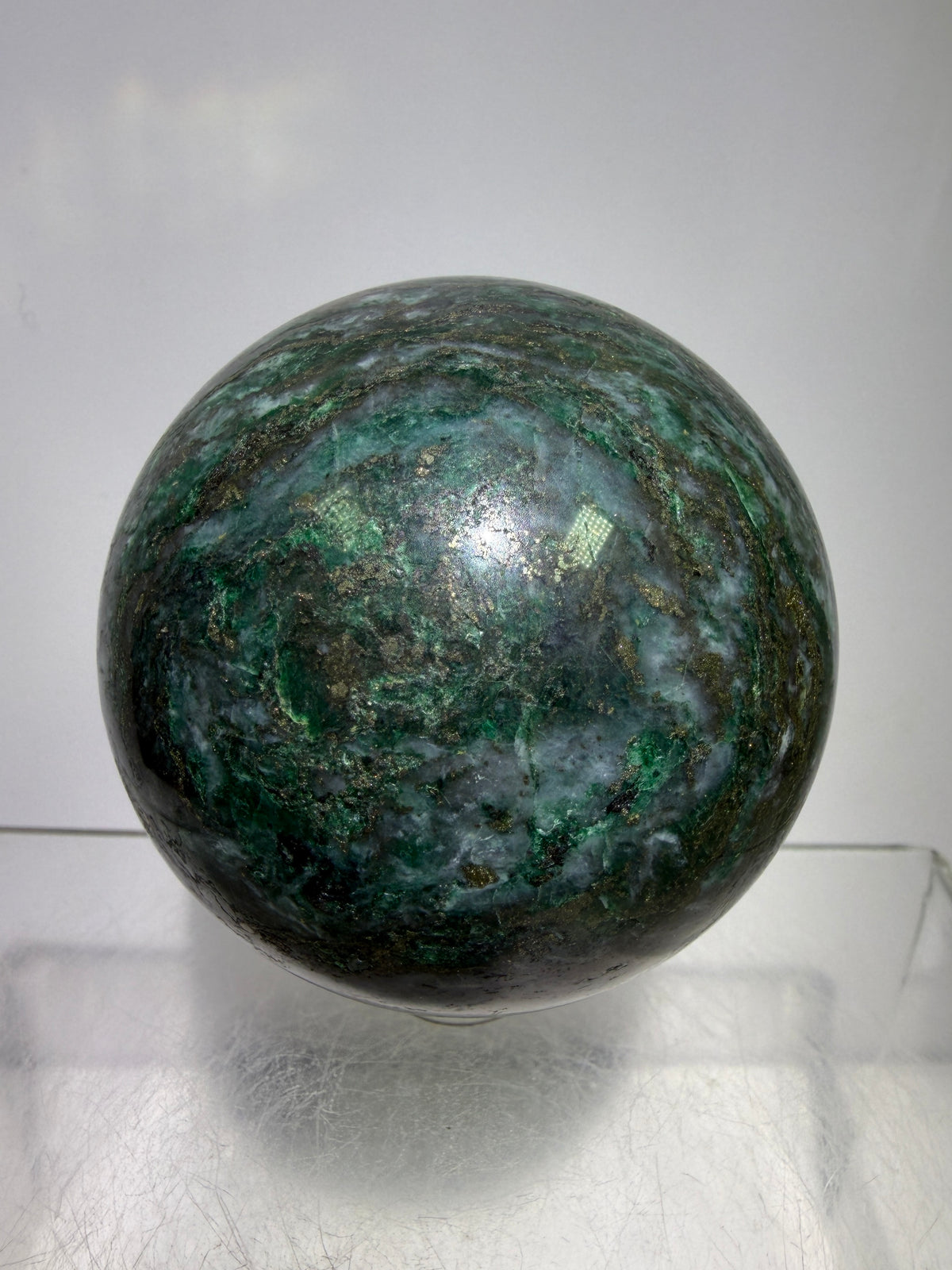 Atacamite And Pyrite Sphere. 60mm. High Quality Rare Sphere. Gorgeous Color Combination.