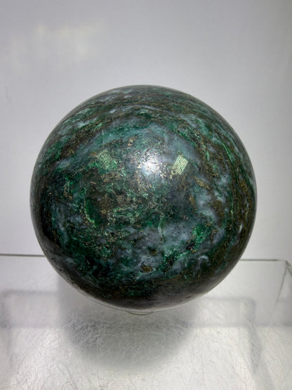 Atacamite And Pyrite Sphere. 60mm. High Quality Rare Sphere. Gorgeous Color Combination.
