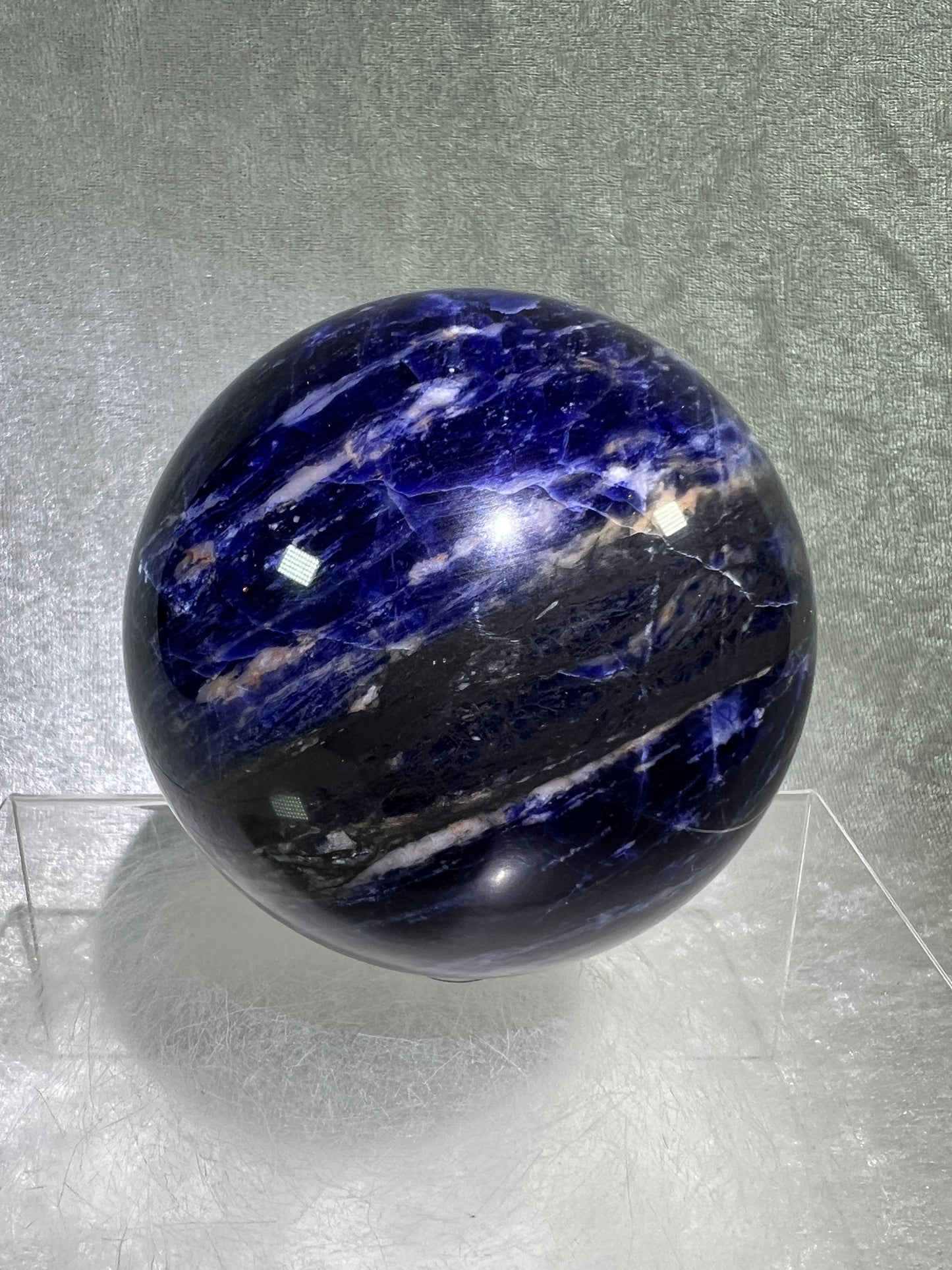 Sodalite Crystal Sphere. 84mm. Stunning Deep Dark Blue Sodalite From Namibia. Gorgeous High Quality Display Crystal.
