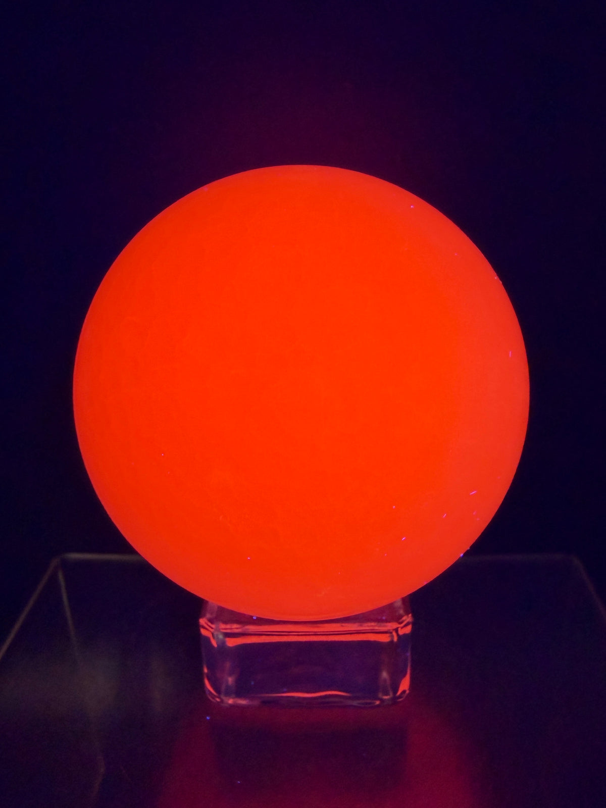 Mangano Calcite Sphere. 70mm. Very Intense Orange UV Reaction. Large High Quality Display Crystal.