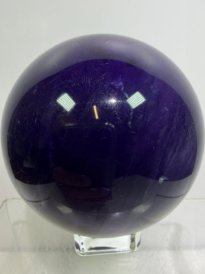 Purple Fluorite Sphere. 71mm. Stunning Purple Fluorite With Rainbows. Amazing Rare Color Display Sphere.