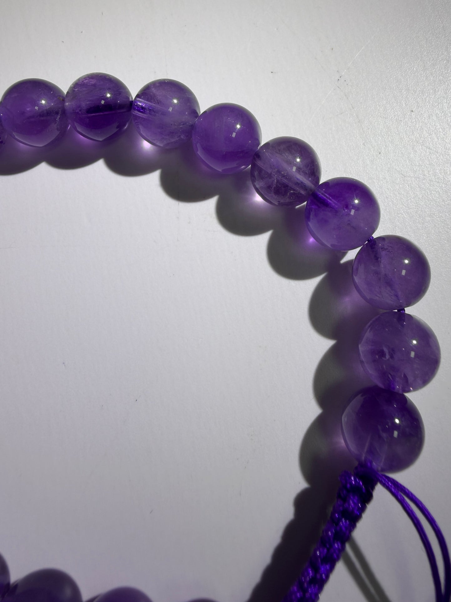 Amethyst Bead Bracelet. 8mm. Gorgeous Crystal Bracelet With Adjustable Band