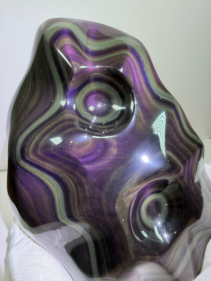Rainbow Obsidian Freeform. Top Quality Extra Large Statement Piece. Gorgeous One Of A Kind Display Crystal.