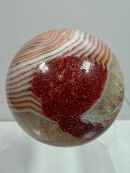 Carnelian Agate Sphere. 53mm. Amazing Patterns And Banding