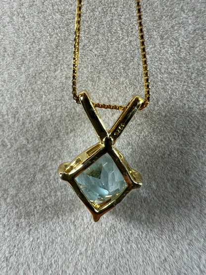 Sky Blue Topaz Crystal Pendant. Gorgeous Topaz Gemstone Necklace. S925 Setting And Necklace.