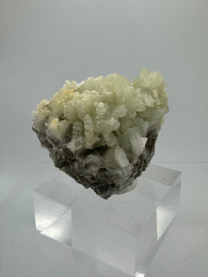 Prehnite Specimen From Morocco. Stunning Light Green Crystal Clusters. Gorgeous Mineral Display