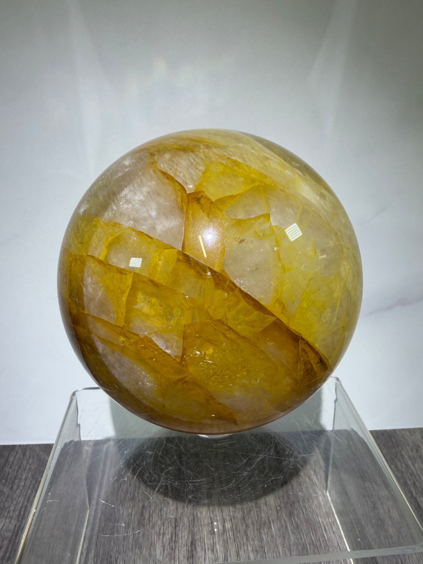 Dendritic Golden Healer Sphere. Large Display Sphere. 85mm. High Quality With Amazing Dendritic Inclusions.