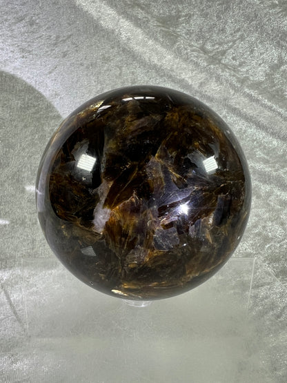 Golden Mica Sphere. Gorgeous Large Mica Display Sphere. 93mm, 2.7 lbs. High Quality With Lots Of Flash