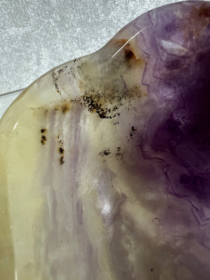 Fluorite Bowl Carving. Gorgeous Purple And Yellow Carving. Hand Carved Amazing Display Crystal.