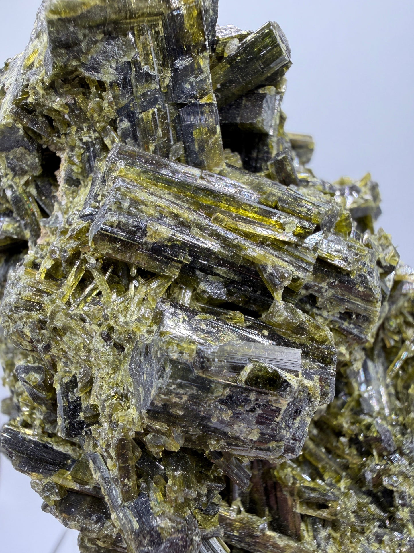 Green Tourmaline Cluster. Gorgeous Rare Tourmaline Specimen From Madagascar. Amazing Mineral Display Crystal.