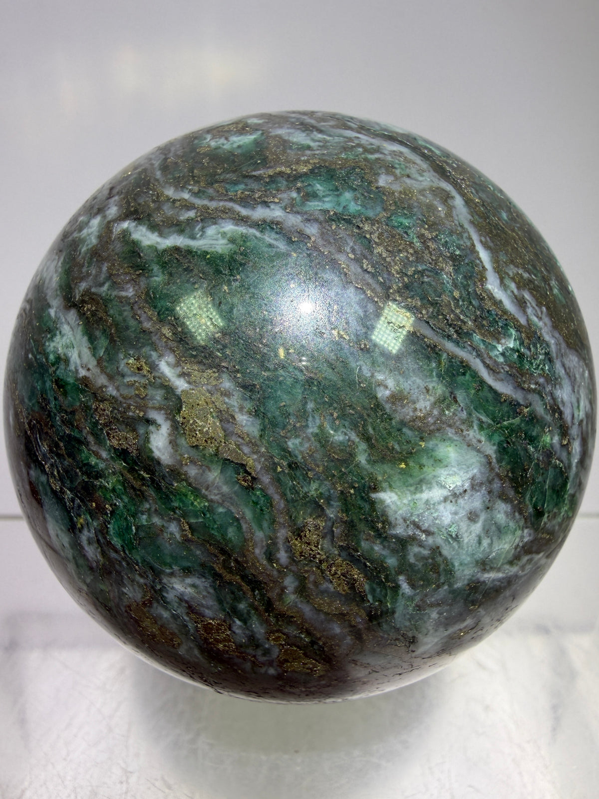 Atacamite And Pyrite Sphere. 60mm. High Quality Rare Sphere. Gorgeous Color Combination.