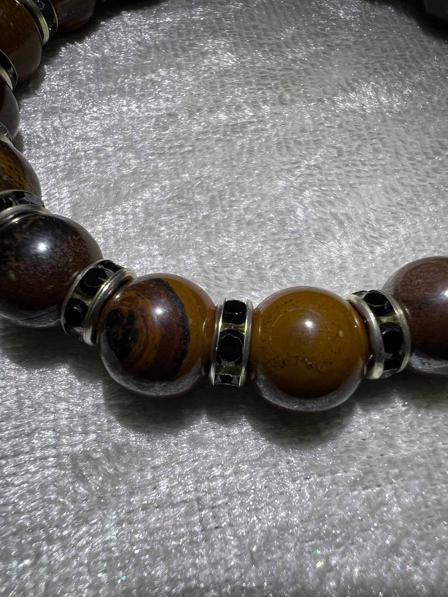 Tiger Iron Crystal Bead Bracelet. 10mm. Gorgeous Rare Crystal Bracelet With Amazing Spacers.