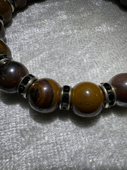 Tiger Iron Crystal Bead Bracelet. 10mm. Gorgeous Rare Crystal Bracelet With Amazing Spacers.