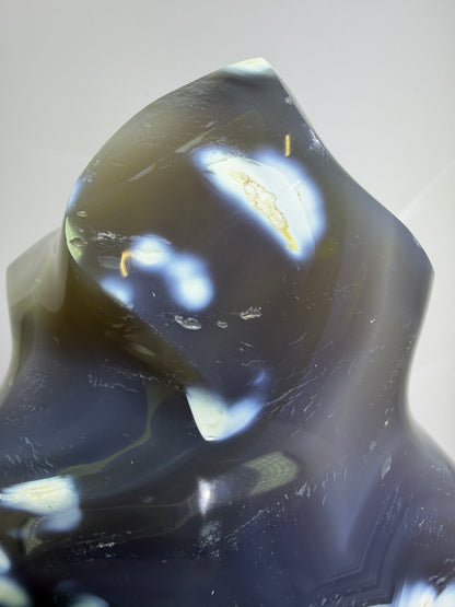Orca Agate Freeform Flame. Very Rare And Stunning Blue Agate From Madagascar. Amazing Colors And Patterns.