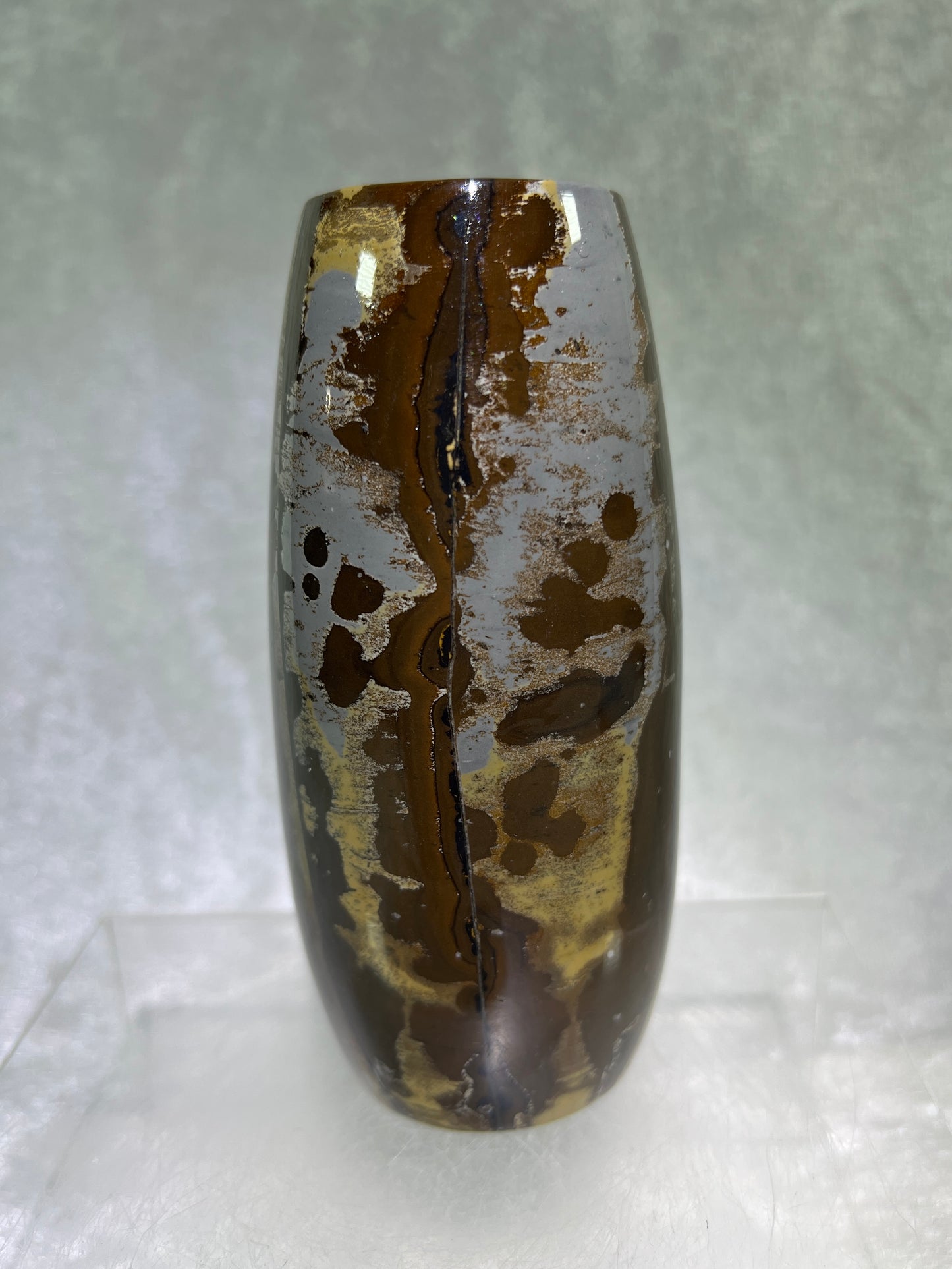 Picture Jasper Flower Vase. Gorgeous All Natural Scenic Jasper. Incredible Piece Of Art.