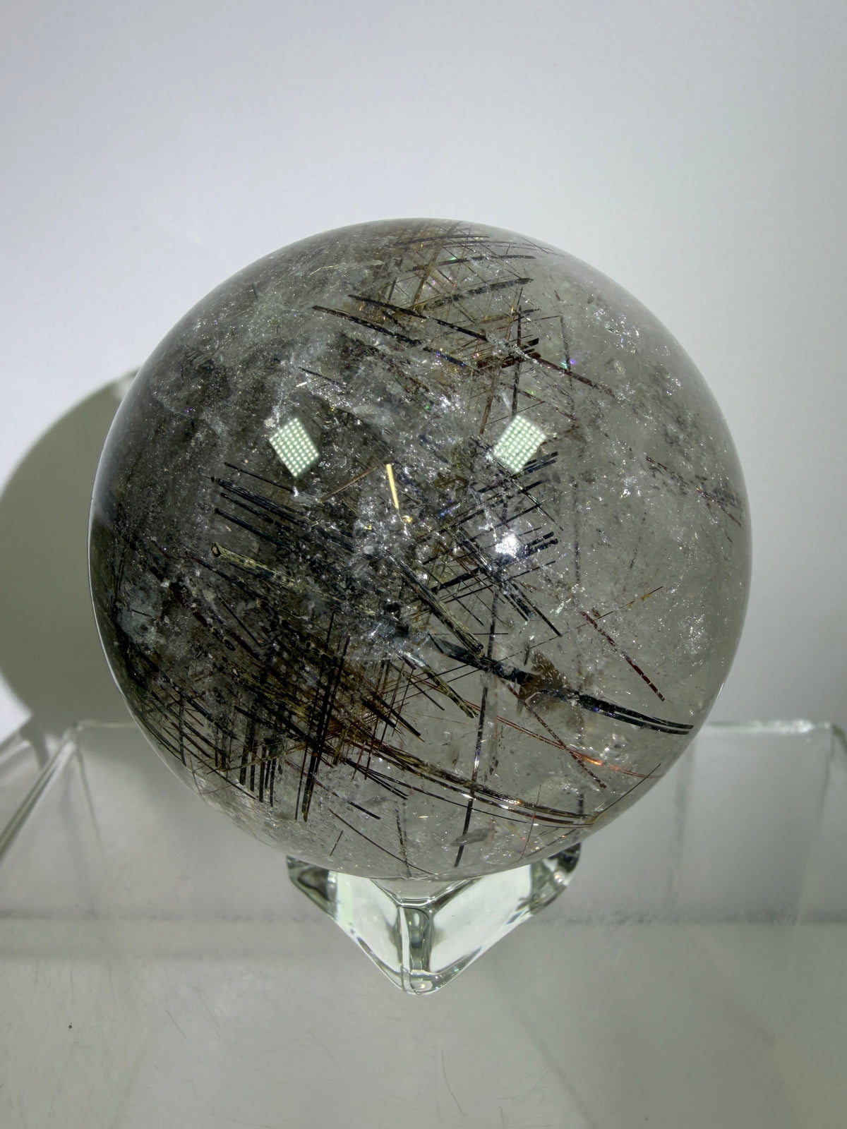 Rutile Quartz Sphere. 65mm. Crazy Rutile Plate Inclusion. High Quality Golden Rutilated Quartz.