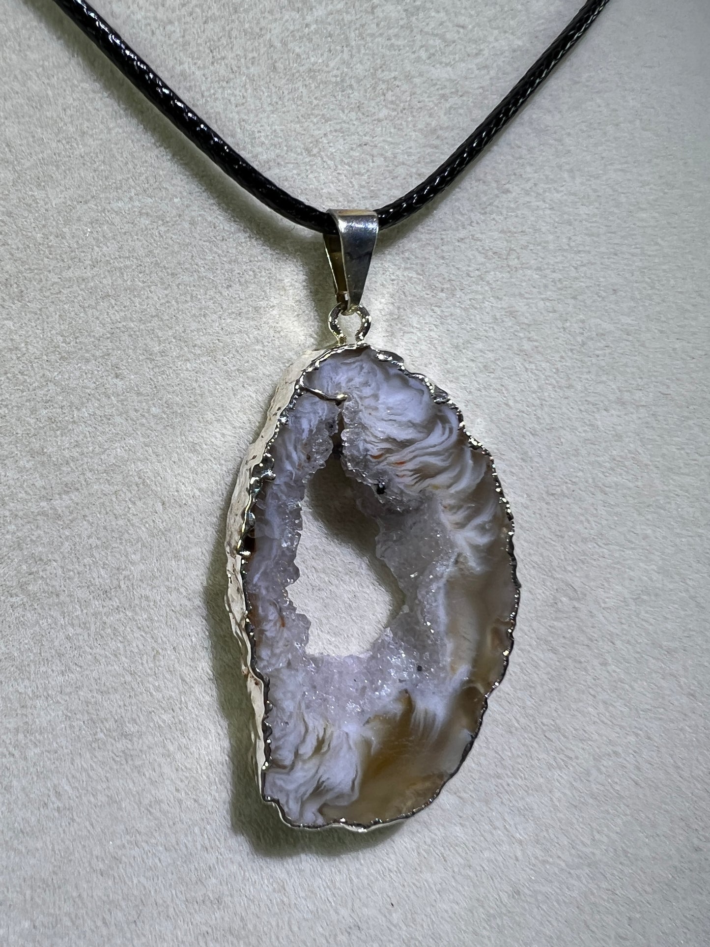 Druzy Agate Slice Pendant. Amazing Colors With Stunning Druzy. Gorgeous Crystal Pendant.