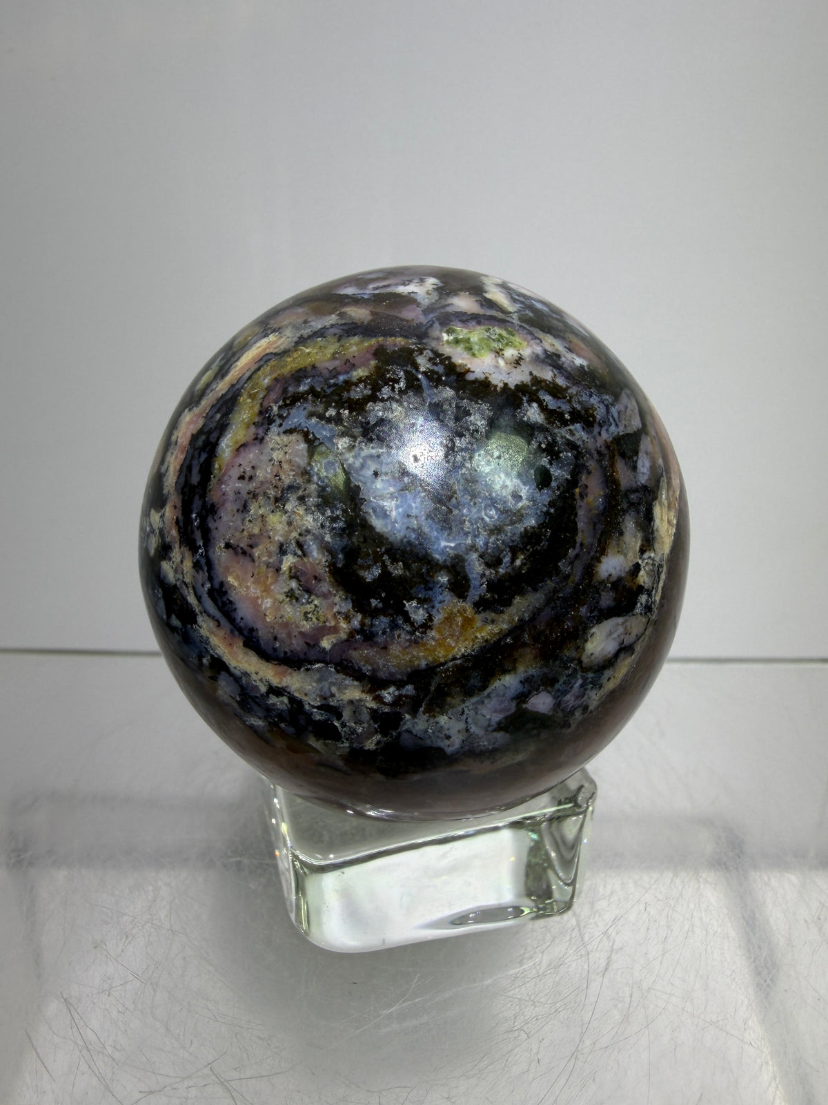 Strawberry Pink Opal Sphere From Peru. Gorgeous Bright Colors And Patterns. Amazing Rare Display Crystal.